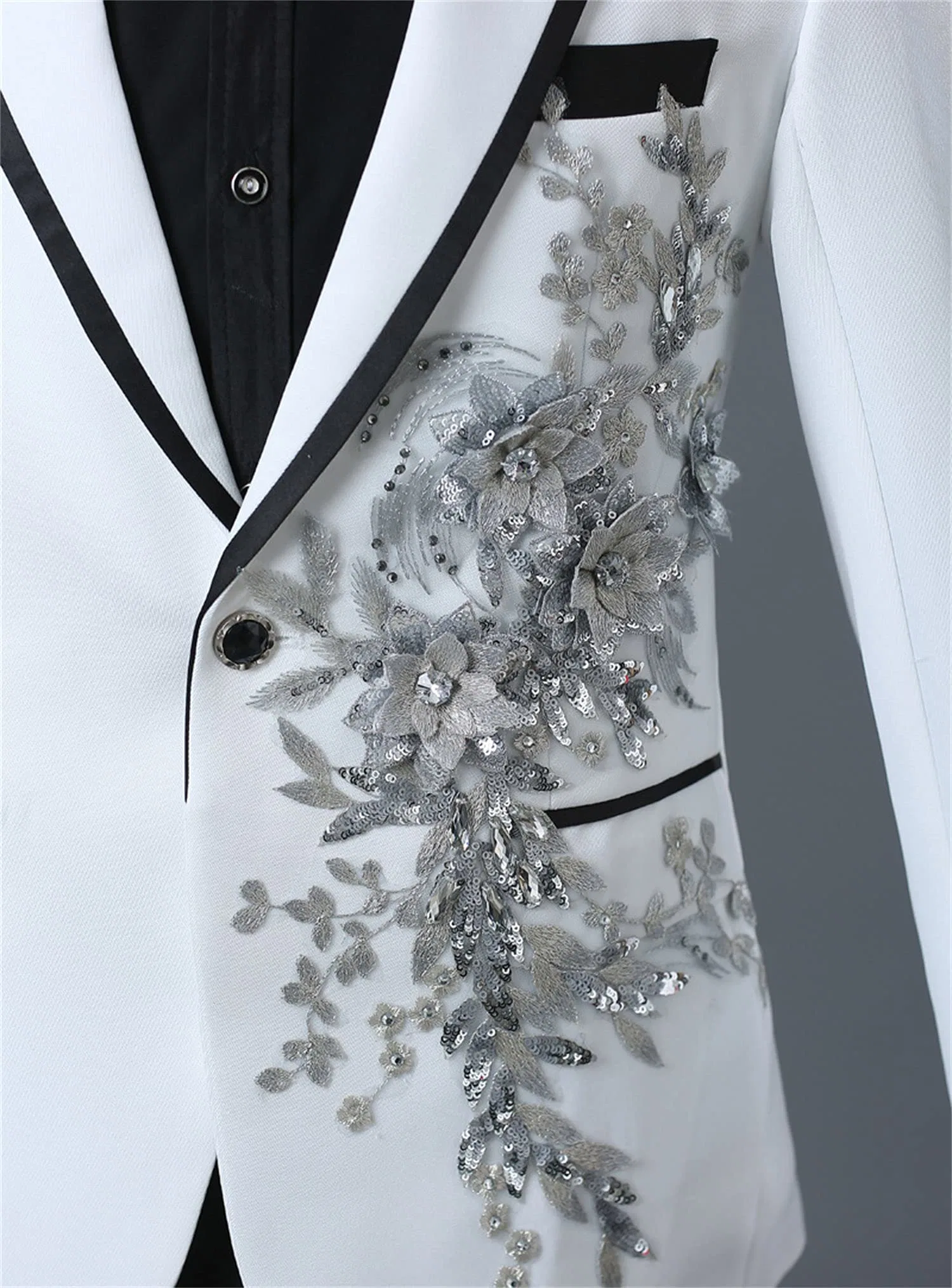 Prom Wedding Suit Set with Printed Dinner Jacket and Pants for Men