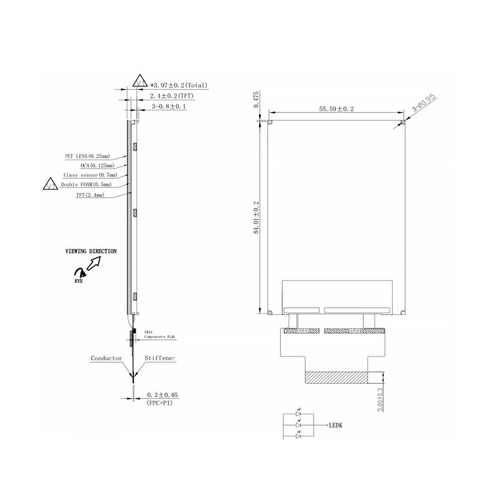 3.5" TFT LCD 320*480 Resolution Capacitive Touch Screen Display