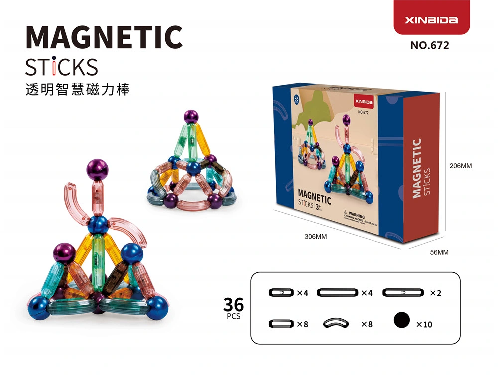 Hot Sale 36PCS Magnetic Stick Building Blocks Toy Multicolor Transparent Magnetic Sticks and Balls