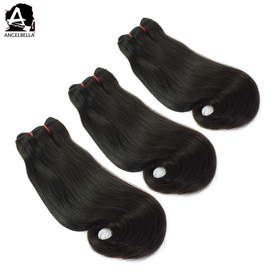 Angelbella 100 Brazilian Human Hair Bundles 1b# Curve Straight Hair Weft