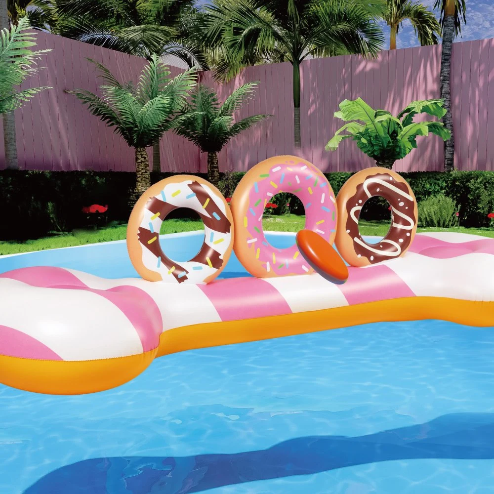 Outdoor Schwimmbad Wasser Spielgeräte Aufblasbarer Donghnut Form Ring Toss Spiele Spielzeug