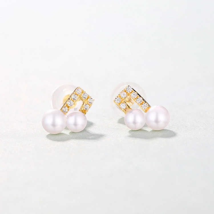 Wholesale/Supplier New Style 14K 18K Real Gold Freshwater Pearl CZ Earring Jewelry