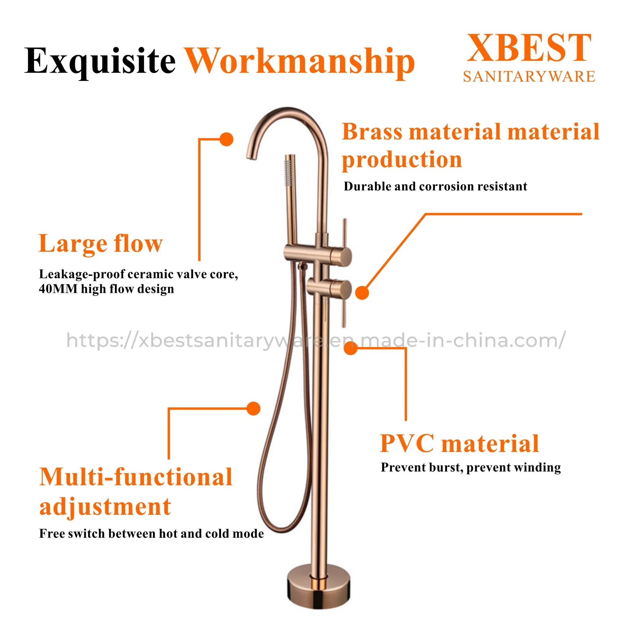 Factory Outlet Brass Landing Waterfall Bathtub with Bathtub Faucet Shower