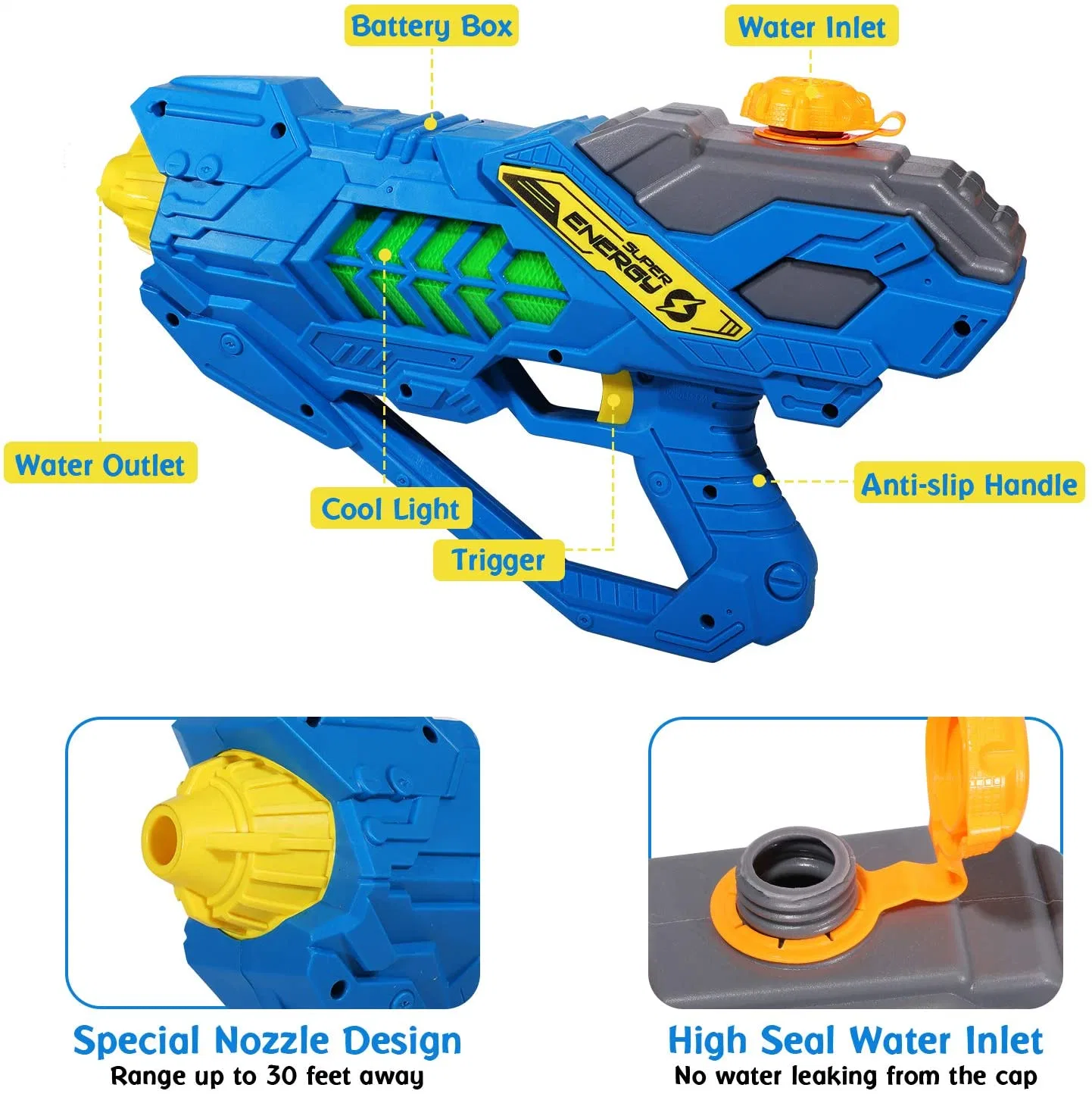 Pistolet à eau électrique pour enfants, pistolets à eau à longue portée pour adultes, pistolet à eau pour adolescents, jouets aquatiques pour la plage et la piscine.