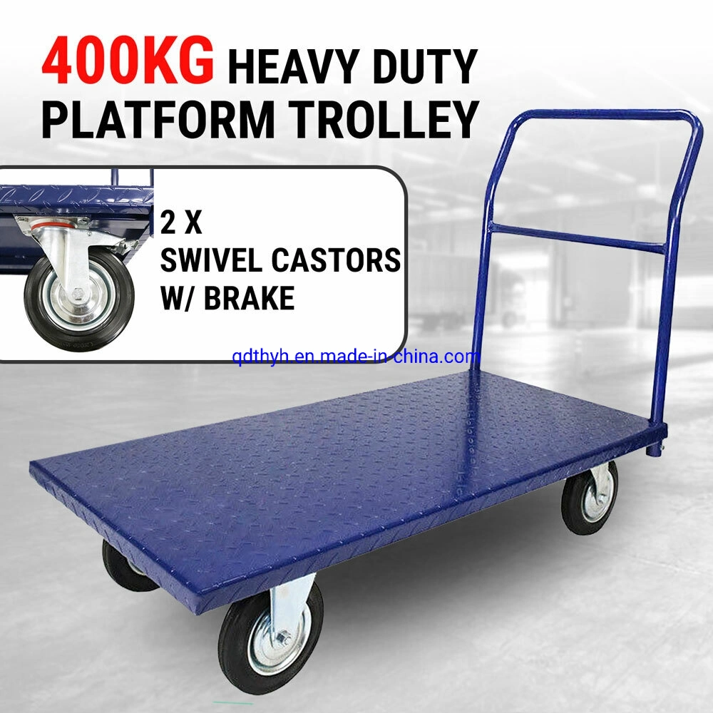 400kg Platform Trolley Heavy Duty Metal Frame Hand Truck with Blue Painting