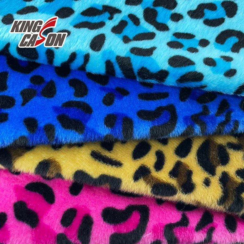 Kingcason 100% Poly Leopard Short Hair Napped Fleece Fabric for Plush Toys