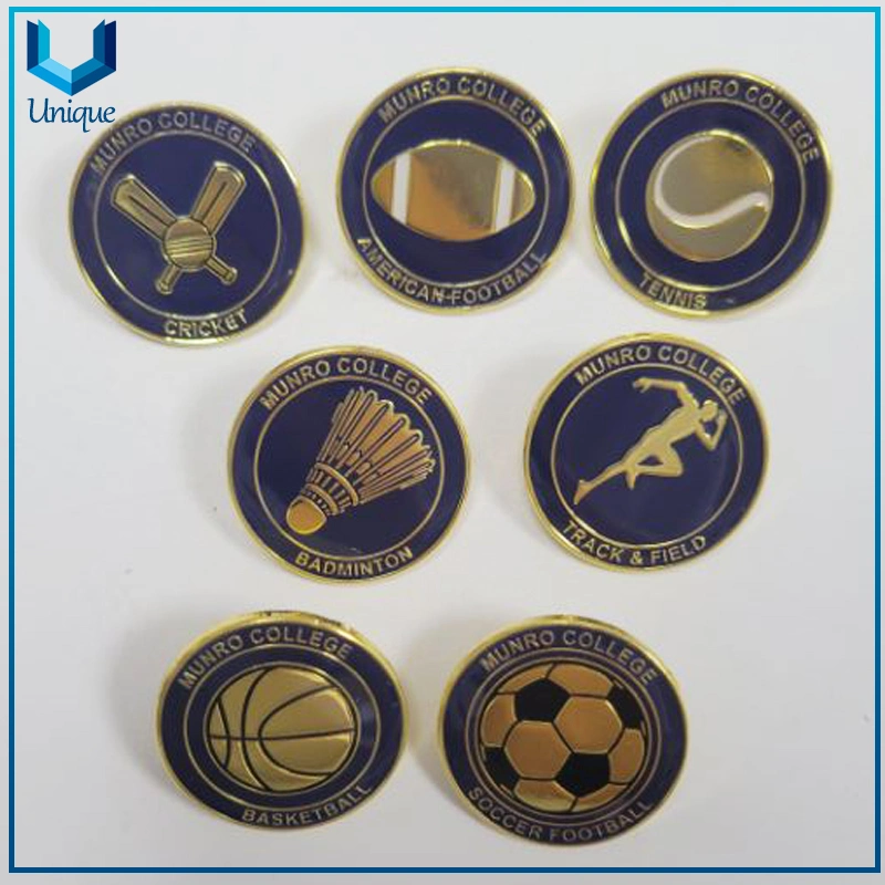 Custom Sport Classic Cricket Football Tennis Badminton Track&Field Basketball Soccer Football Metal School Lapel Pin