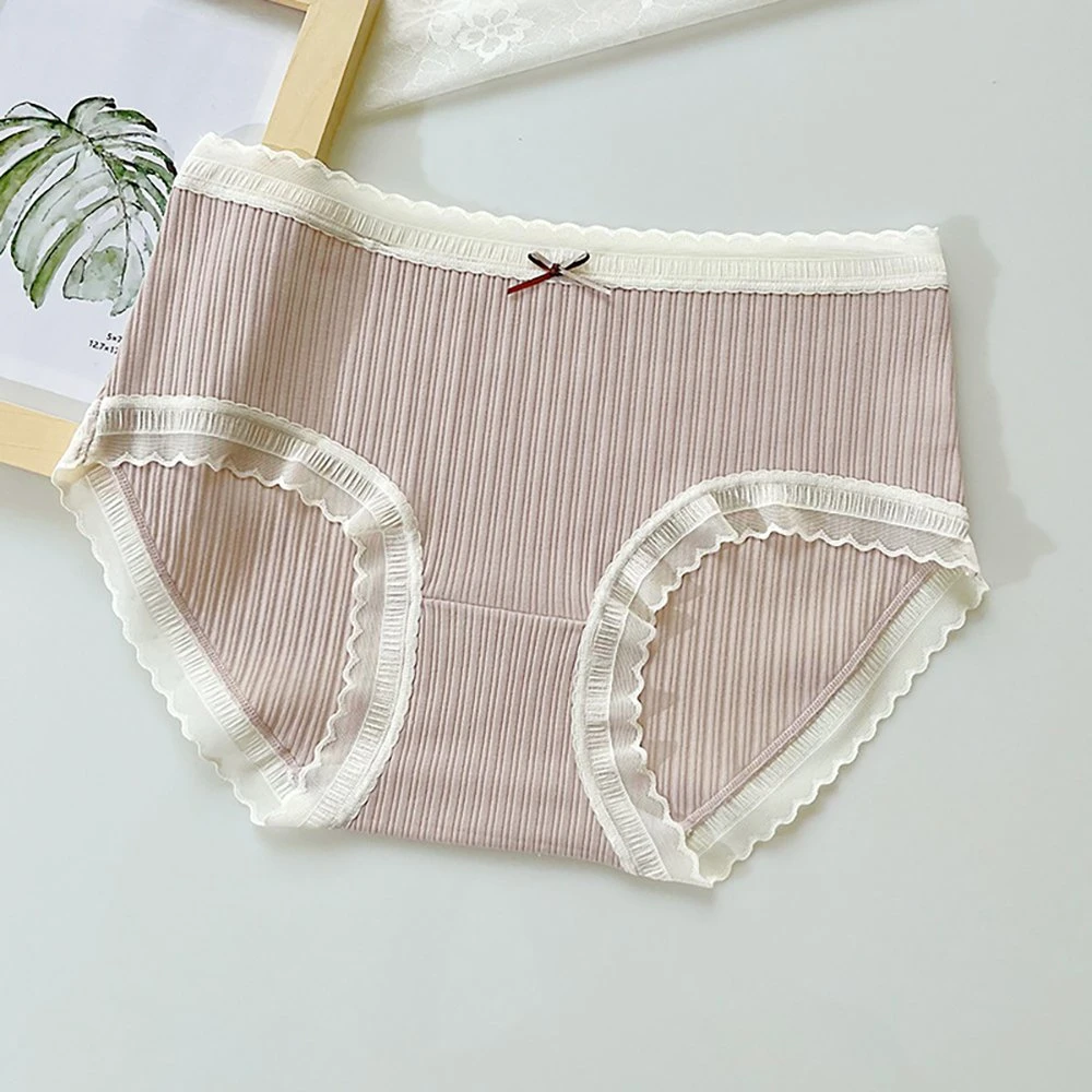 As mulheres de lingerie da costela rendas de algodão Edge raparigas meias Triângulo Novo Aluno confortáveis calcinhas altas calças elásticas Cintura média Meninas" Camisas