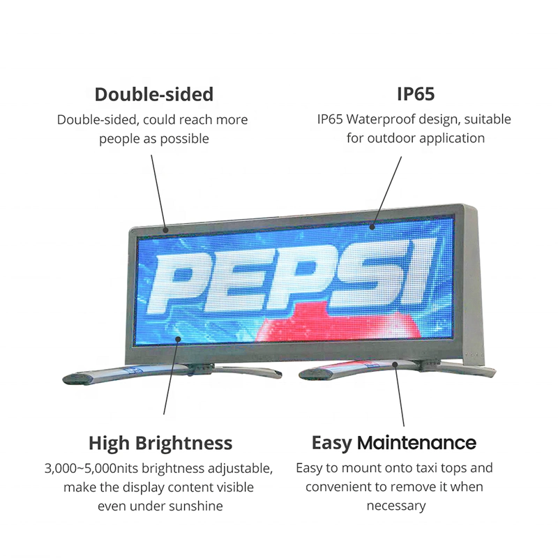 سيارات الأجرة P4 على شاشة LED على السقف على سيارة الأجرة لافتات إعلانية على السقف شاشة لوحة LED