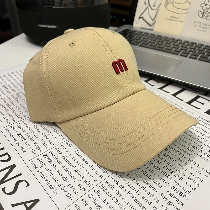 Promotion 6 Panel Fashion Simple M Letter Custom Baseball Cap Men with Bent Visor Snap Back Fitted Caps