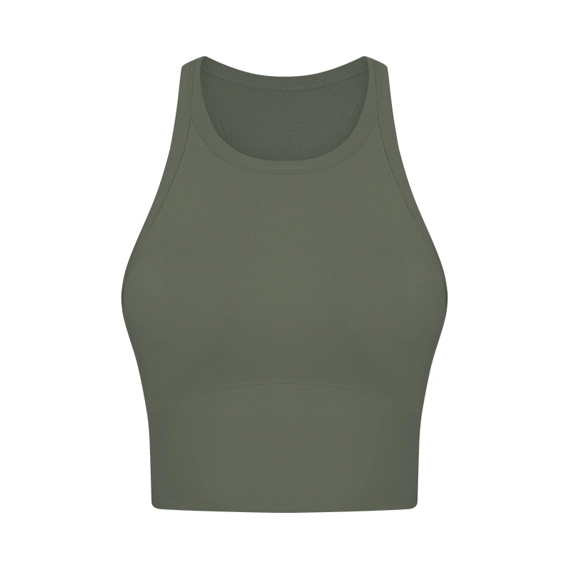 Women Sleeveless Round Neck Crop Tank Top Workout Yoga