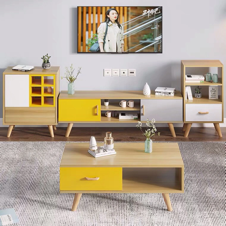 Popular Más reciente casa de madera armarios baratos Salón muebles de madera Soporte de TV
