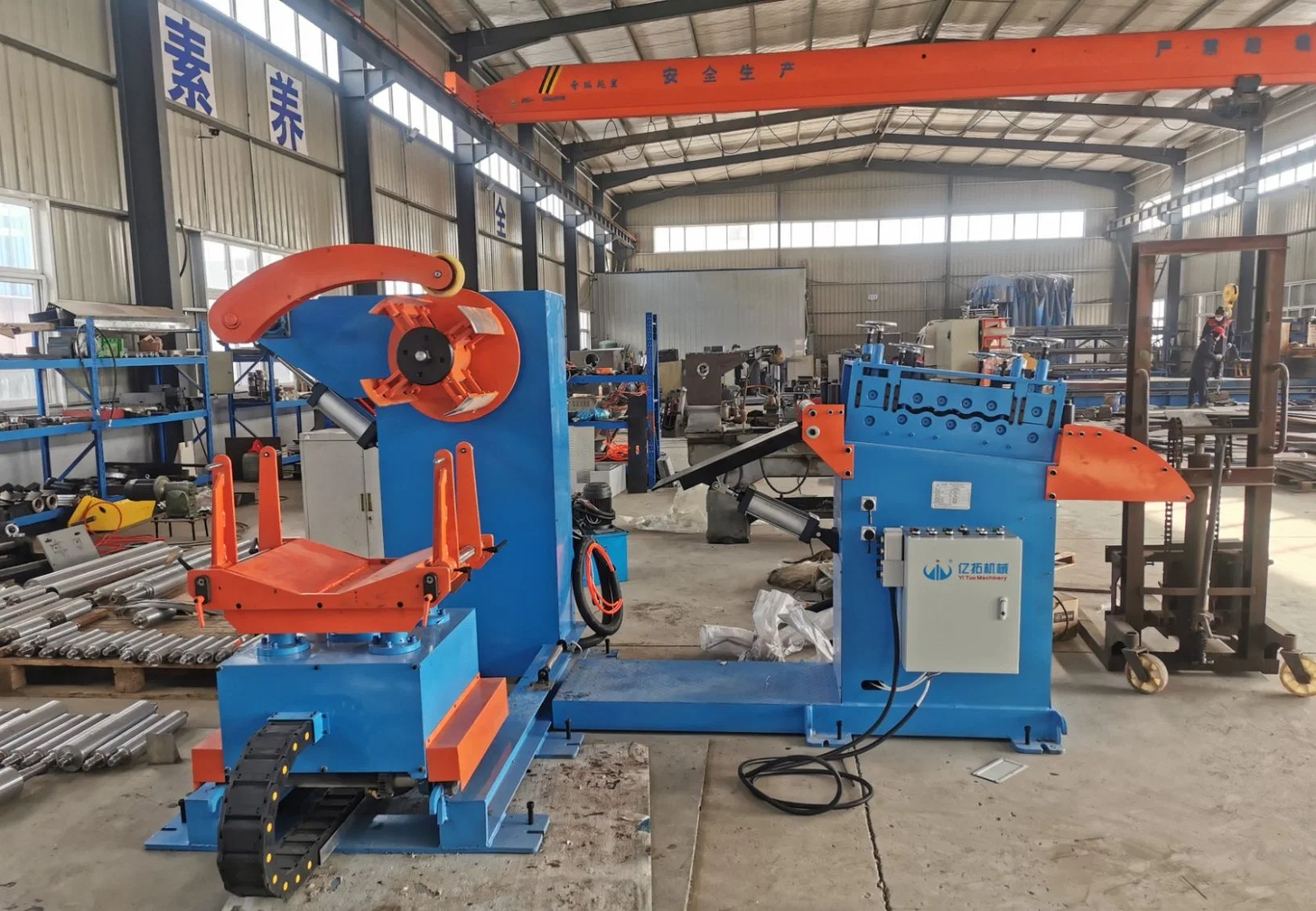 2 in 1 Decoiler with Straightener Machine for Metal Steel Plate Straightening Steel Coil Straightener with Decoiler Sheet Uncoiling and Leveling Machine