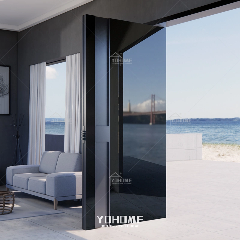 Italienische Luxus-Design Edelstahl Eingangstür Außen Sicherheit Front Drehtür Moderner Eingang Schwarz Aluminium Drehtür