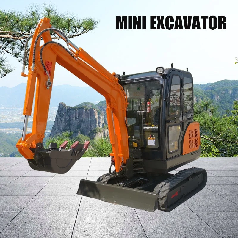 EPA China Construction Machinery 2.0 T Mirco Excavator Mini Rotary Digger with Rubber Steel Crawler and Air Conditioner for Digging Hole Grave