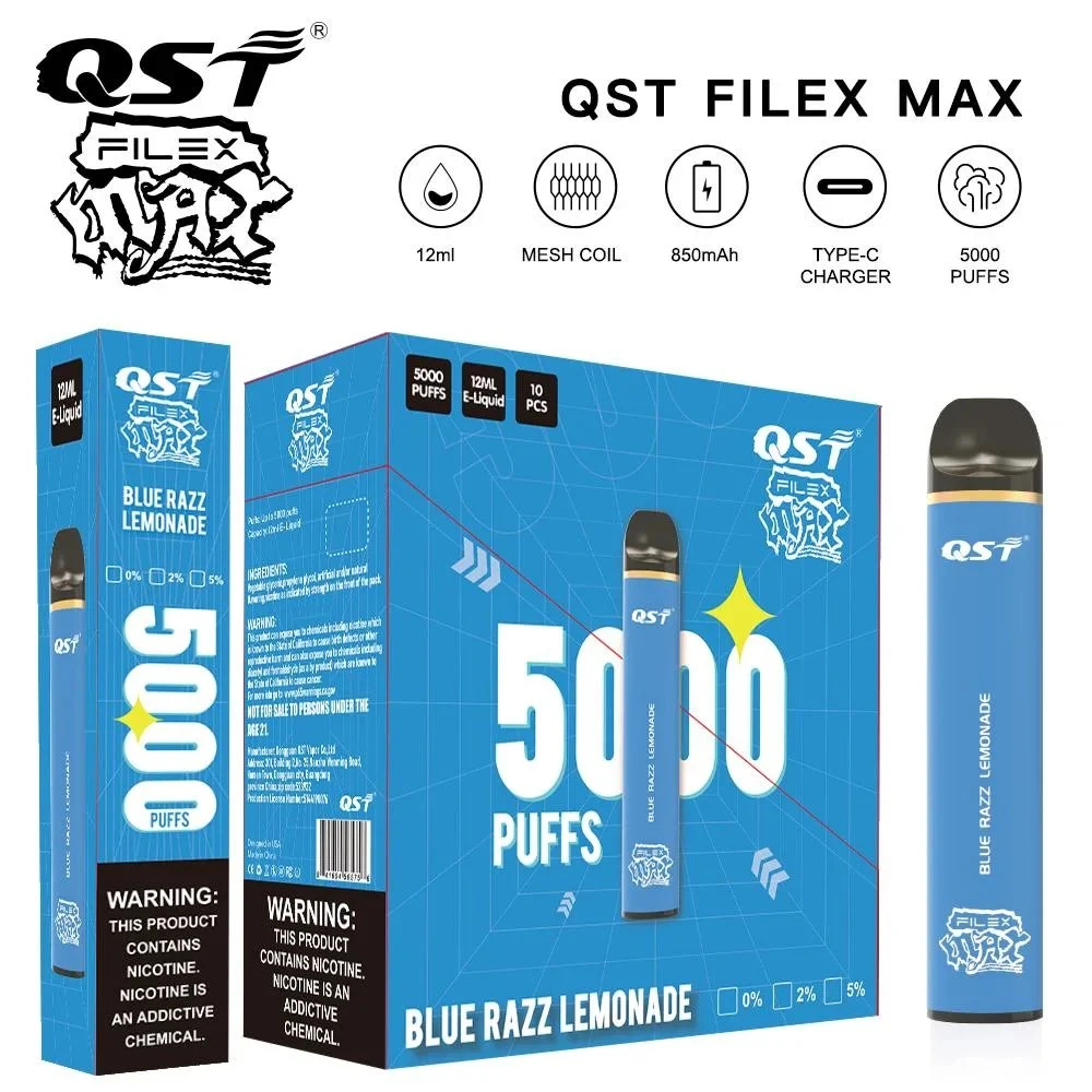 2023 Neu Beliebte Qst Einweg Vape Filex Max 5000 Puffs 12 ml E- Liquid Wholesale/Supplier I Vape