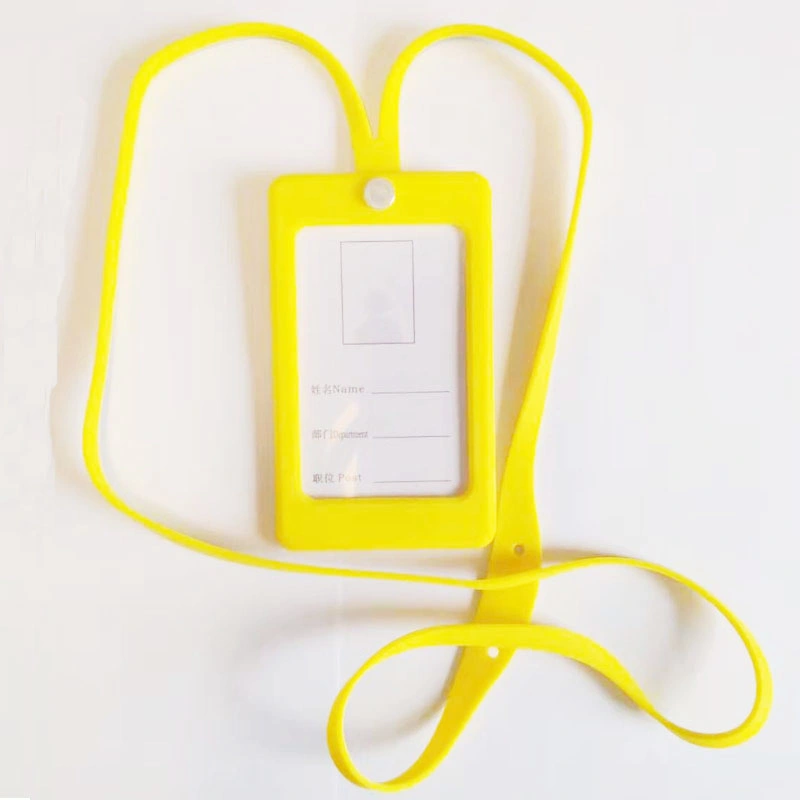 Carte d'ID de silicone porte-badge longe de sécurité et le nom porte-badge jaune