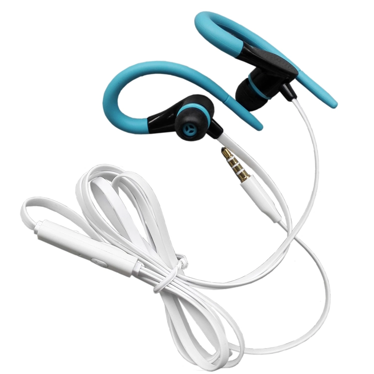 Comfortable Flat Cord Stereo Earphone Wired Ear Hook Headphone Clip on Headphones with Microphone