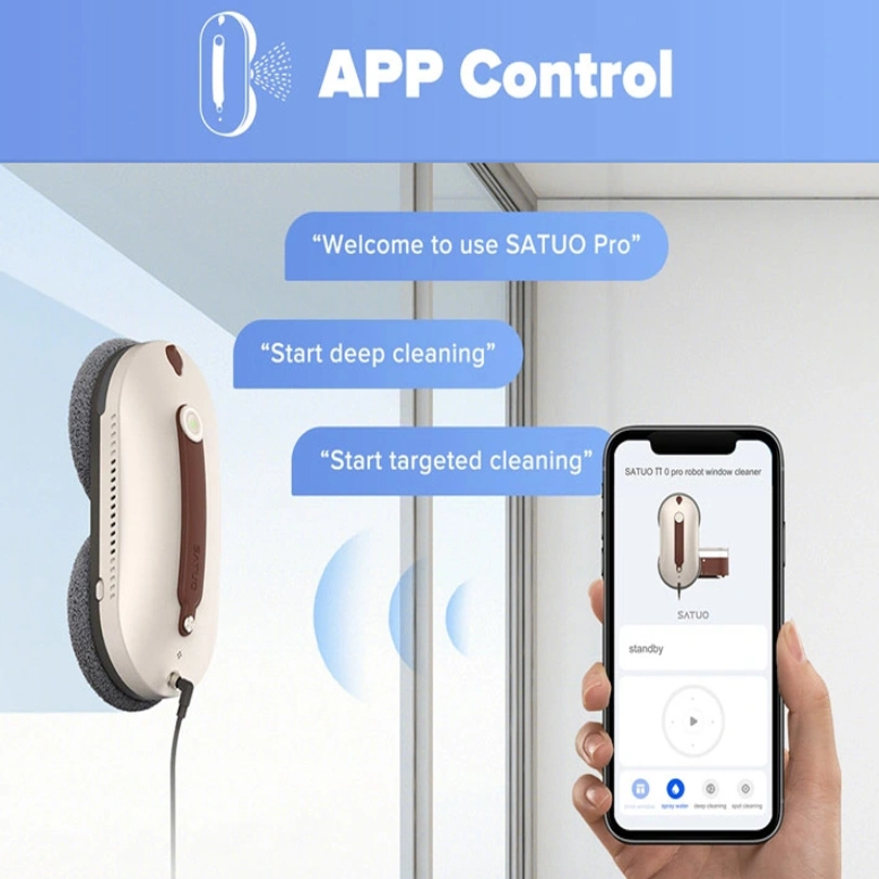 Ventana Limpiador aparato eléctrico Smart vidrio Limpieza al vacío Robot Auto Agua pulverizada con base Station
