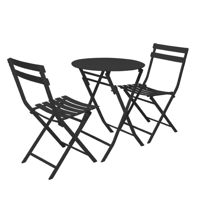 Outdoor Garden Courtyard Premium Steel Folding Patio Bistro Set Space Saving Furniture Foldable Balcony Table and Chairs