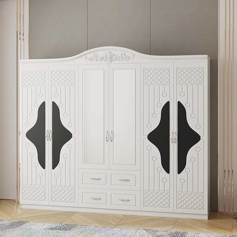 Armario de almacenamiento de dormitorio simple MDF Armario de madera Hogar espacio grande 6 Warrdrobes puerta