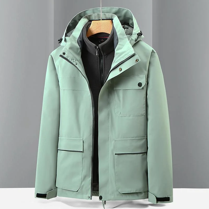 Solid Color Waterproof Outdoor Parka Fleece 3-in-1 Jacket