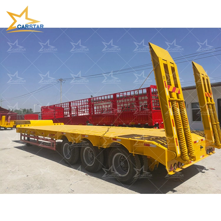 الحفار ذو العجلات 3/4/5 Axle 50 60 80 طنًا متريًا للخدمة الشاقة شاحنة Trailer منخفضة التحميل / Lowboy / 4 محاور مقطورة منخفضة السرير