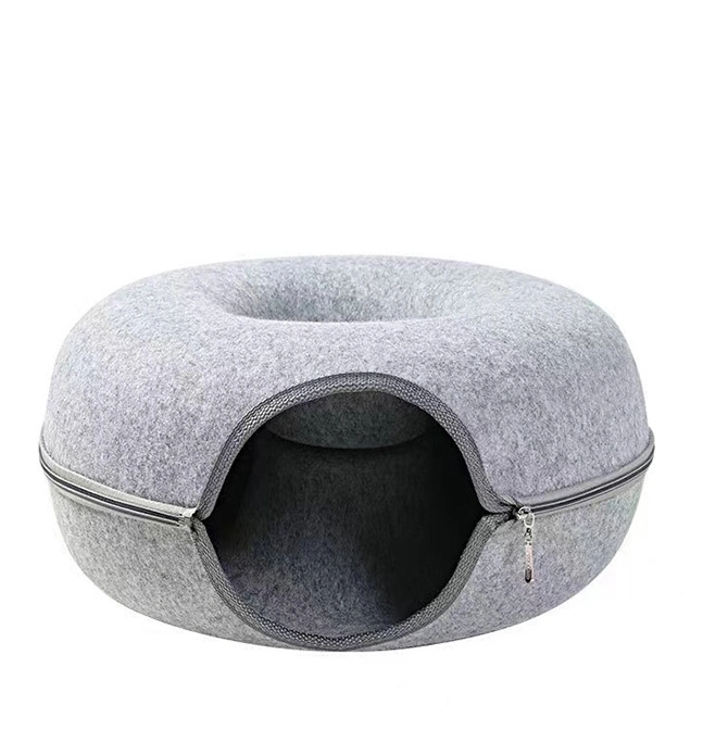 Felt Donut Cat Cote with Tunnel Suitable for Small Cat