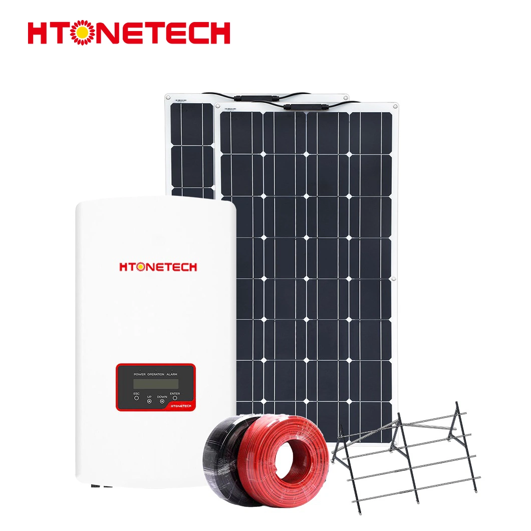 Htonetech Solar Invertor Hybrid Dual Face System 400W Full Black Paneles solares Original Factory 8kW 10KW 15kW 200 kW on Sistema de energía solar de la red