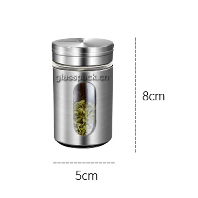 Contenedor de sal y especias con cubierta de acero inoxidable y tapa