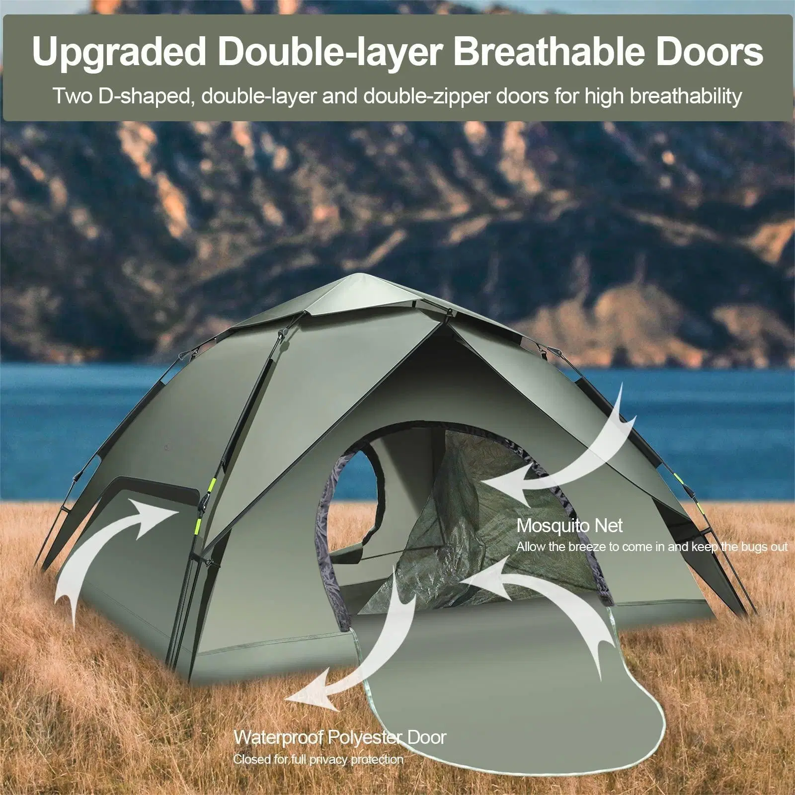 Senderismo Backpacking automático Domo Camping Doble capa impermeable Familia instantánea Pop-up Tiendas