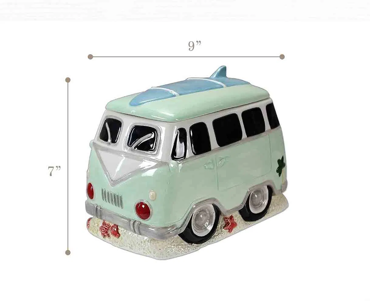 Special Glazed Automobile Car Shaped Porcelain Camper Van Cookie Jar Containers