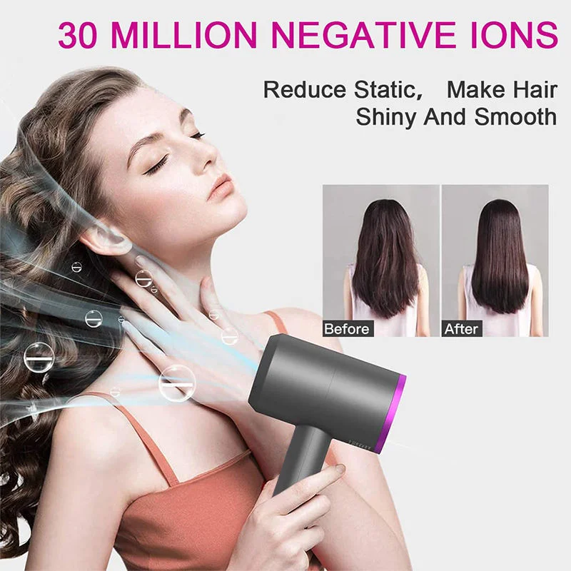 1: 1 Professional 1600W Strong Wind Super Sonic Negative Blow Hair Dryer Hot and Cold Wind Hammer Dryer with Diffuser