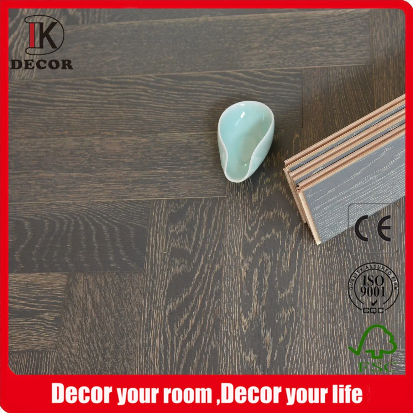 European Oak Dark Grey Multi Layers Wood Engineered Flooring/Board