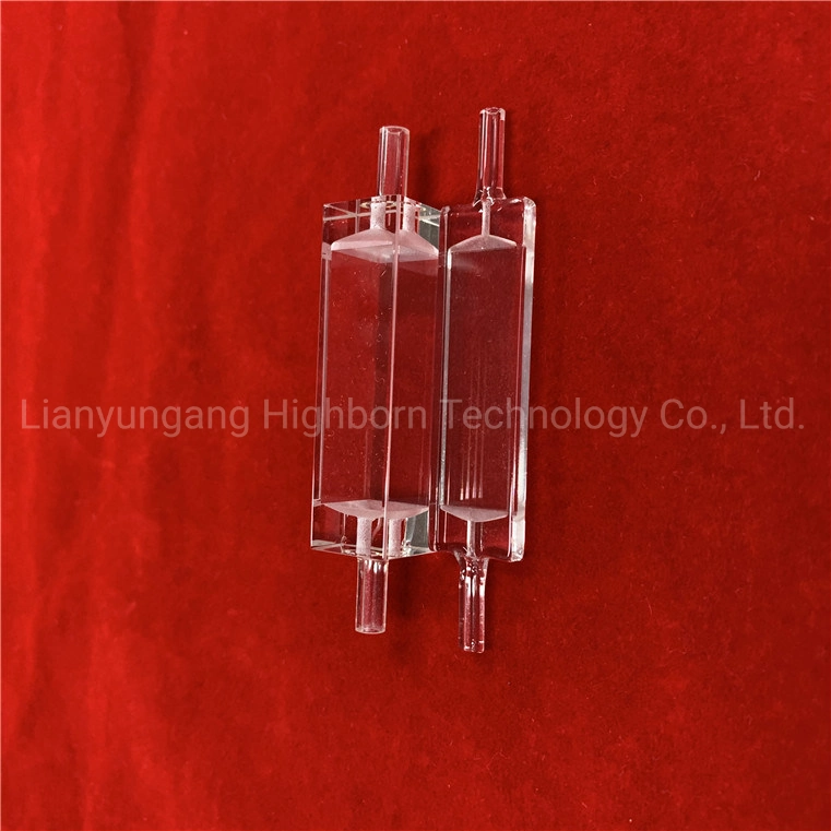 Transparent Optical Medical Circulation Pool Fluorescence Spectroscopy Cubic Quartz Flow Cell Glass Cuvette for Analyzer