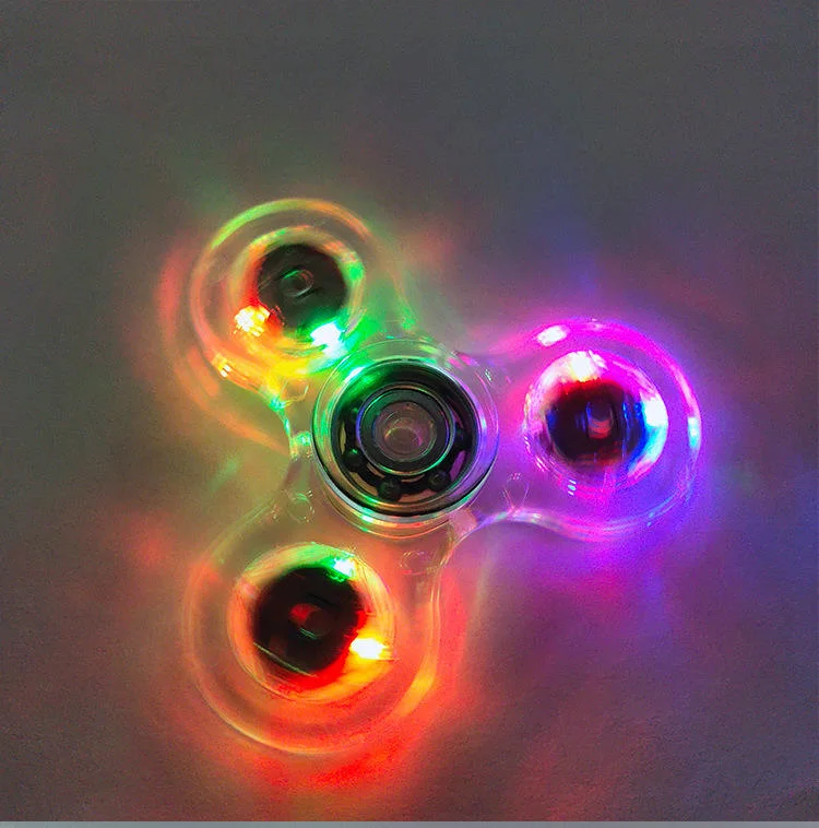 Colorful Crystal LED Luminous Fidget Cube Rotating Gyro Flying Stress Relief Fidget Toy Children's Hand Spinner LED Flashing Toy