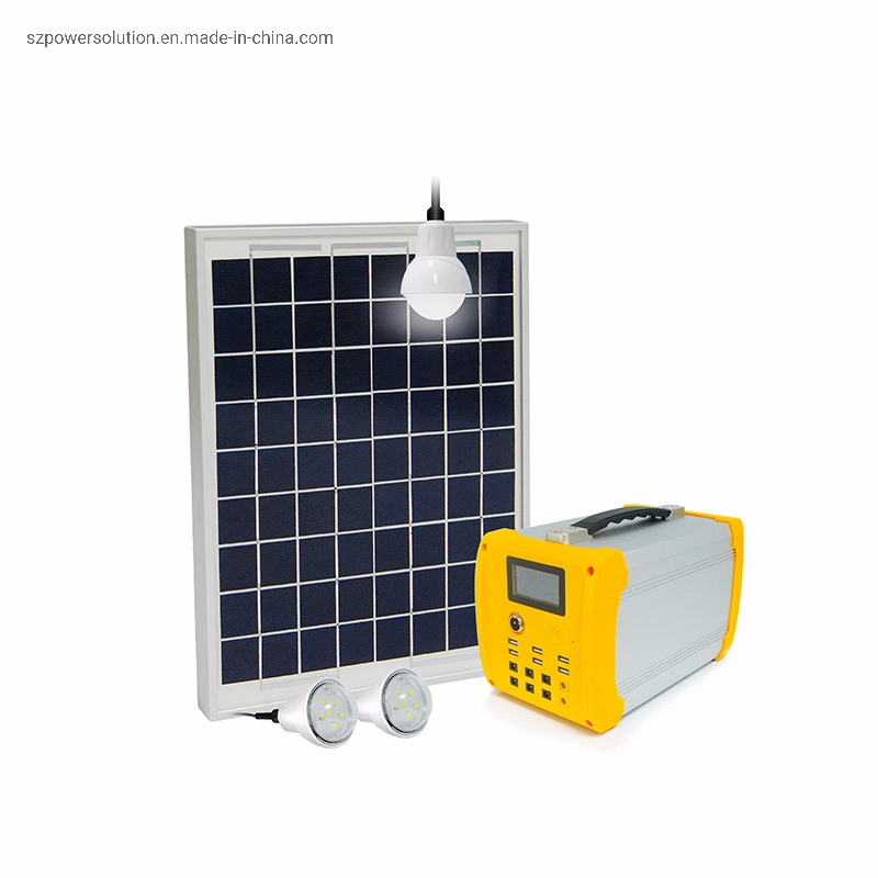 All in One Multi-Functional Solar Home Systems with 100W Panel to Supply Power to 6 LED Bulbs and Charger Phone