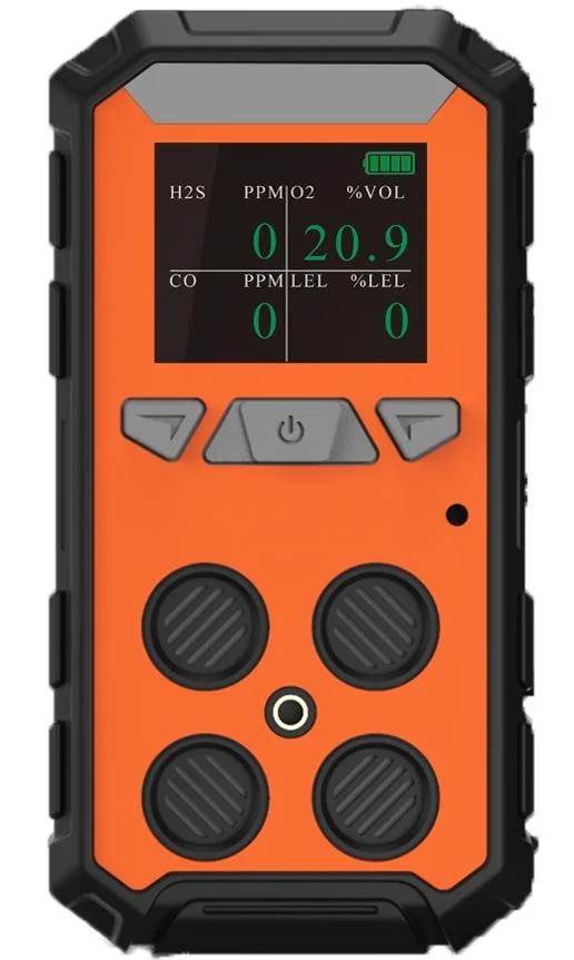 2022 IP66 4 Medidor de gas Detector Multi-Gas portátil lel, Co, H2S, O2 con batería