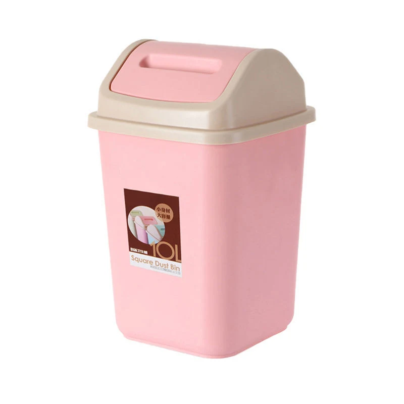 Large Capacity Household Garbage Bin Home Office Solid Color Waste Bin Shaking Lid Trash Can