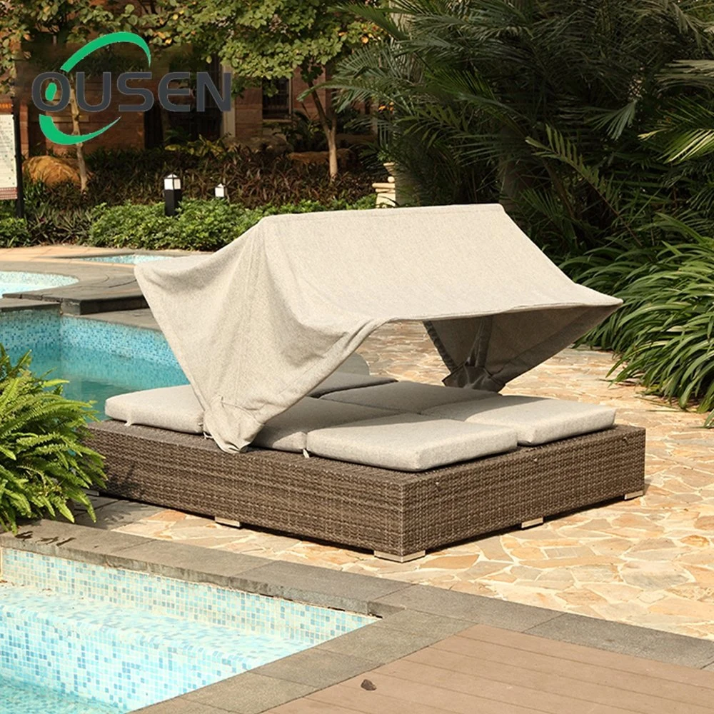 Holiday Hotel Modern Commercial Garden Furniture Rattan Daybed Rattan Wicker Outdoor Furniture Sunbed