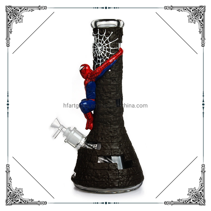 Pintura de mão 3D Homem-Aranha Arte tubos de água de vidro Hookah Tubo para fumantes pesado de 7 mm