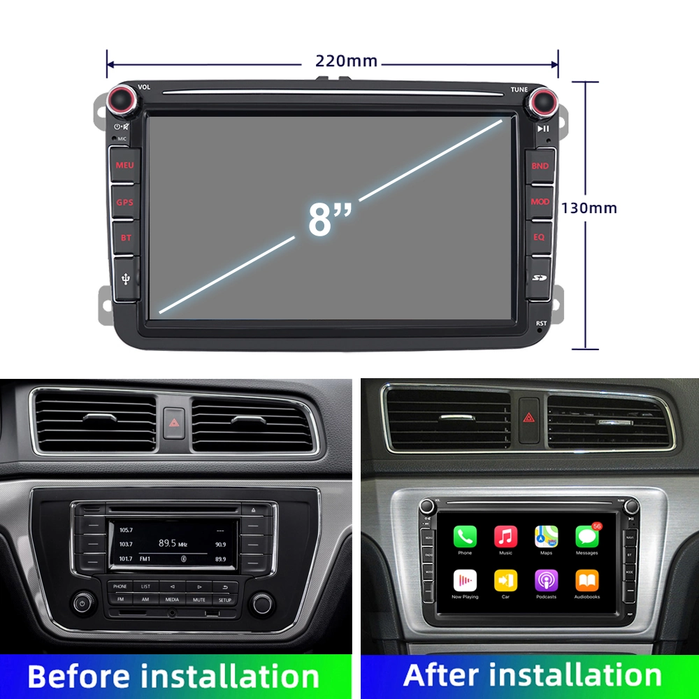 Jmance Factory Supply 8 polegadas 2 mais 32g am FM RDS DSP 2DIN CarPlay multimédia Navegação automática do painel de instrumentos