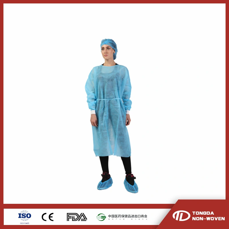 CE, ISO13485 Sterile Impervious Yellow/Blue/SMS/PP/Nonwoven/CPE Protective Surgical Gown and Isolation Gown