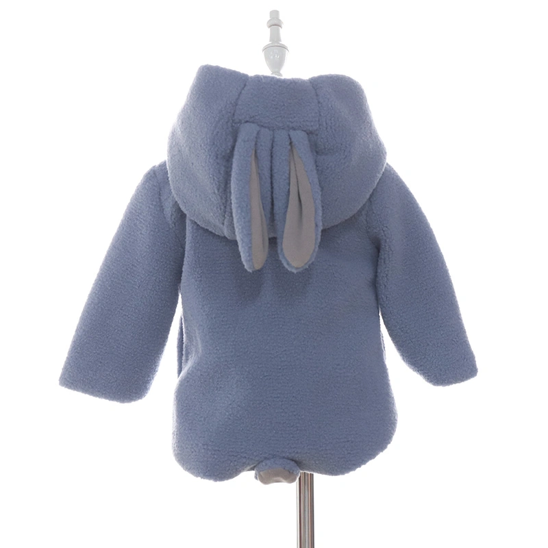 Long Sleeve Ears Hooded Girls Sherpa Fleece Jacket Kids Warm Winter Coat