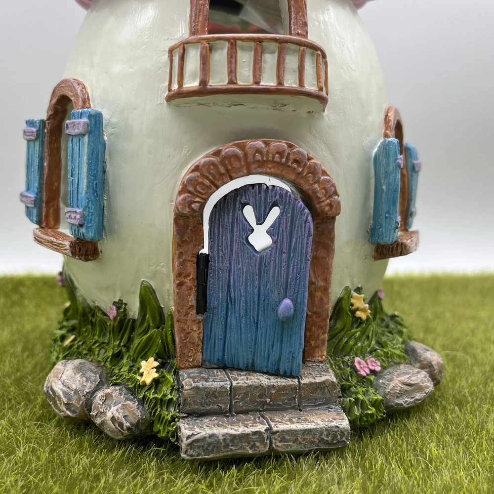 Miniature Fairy Garden Kits Supply Resin Egg House with Solar Light Decoration