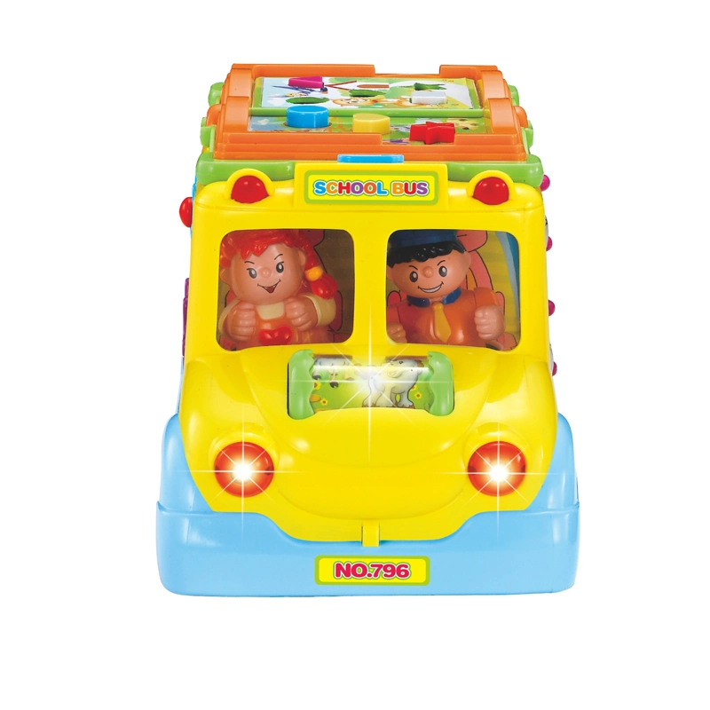 Factory Outlet Fidget Preschool Educational Plastic Toys Musical School Bus Electric Toy Car Vehicle Baby Toys Price Baby Kids Children Toys