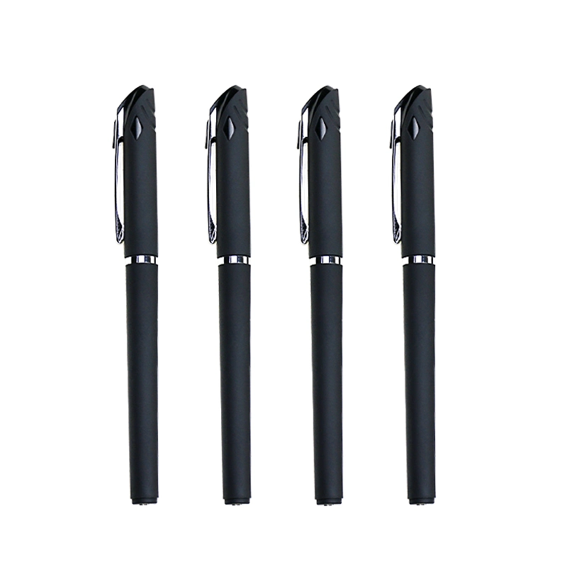 Promotional Customized Pen Black Gel Pen Rubber Coated Pen 0.5mm