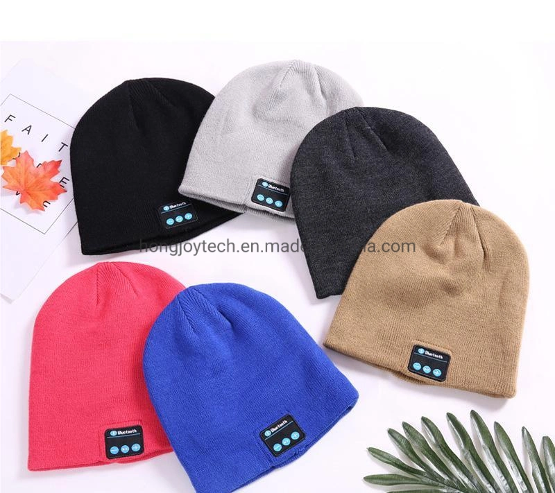 Beanie Bluetooth, Bluetooth 5.0 Wireless invierno cálido tejer sombreros gorro con el micrófono y altavoces de alta definición, regalos para familia de la acción de gracias Christmas-Unisex al aire libre