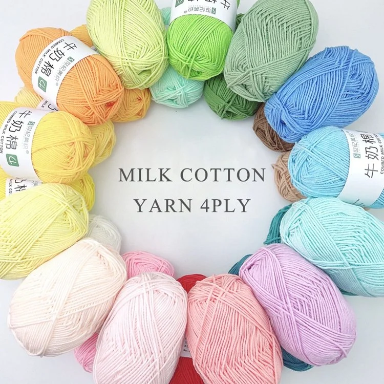 4ply Milk Cotton Yarn 50g/Roll High Quality Chunky Cotton Crochet Yarn for Blended Hand Knitting Yarn