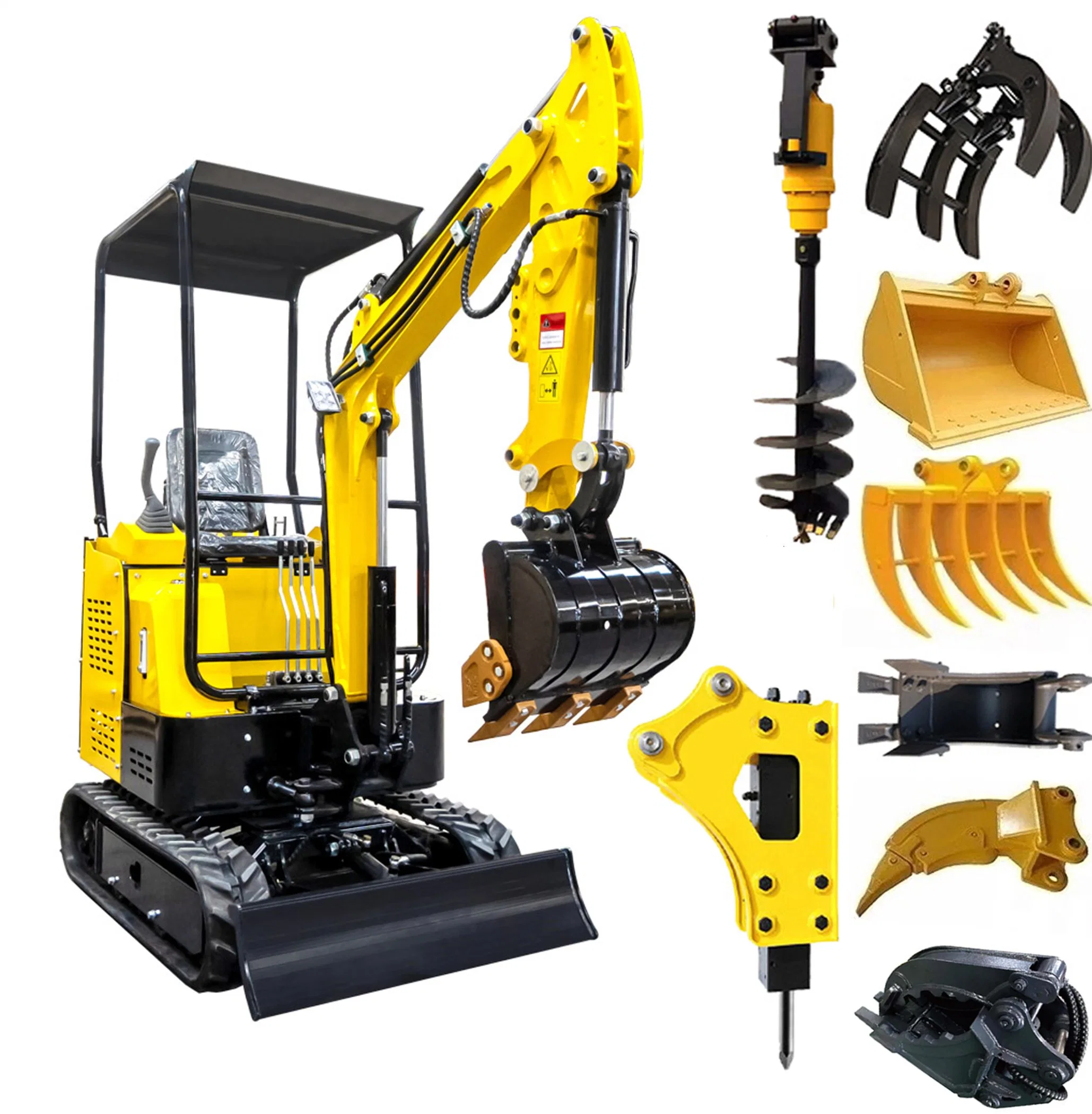 1.5 T Miniature Backhoe Excavadora Mini Hydraulic Crawler Small Size Wheel Construction Backhoe Garden Household Farm Greenhouse /Towable Electric /Excavator